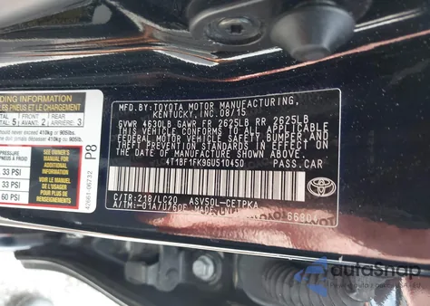 2016 Toyota Camry Xse z USA, uszkodzony, nr VIN 4T1BF1FK9GU510450